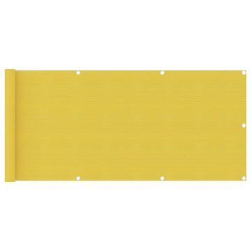 vidaXL Balkono pertvara, geltonos spalvos, 75x500cm, HDPE