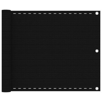 vidaXL Balkono pertvara, juodos spalvos, 75x500cm, HDPE