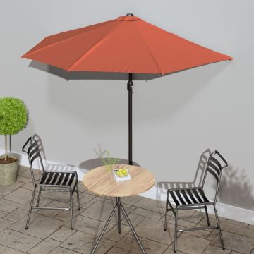 vidaXL Balkono skėtis su aliuminiu stulpu, terakota, 270x144x222cm