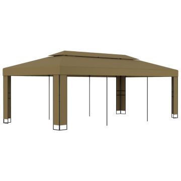vidaXL Pavėsinė su dvigubu stogu, taupe spalvos, 3x6m, 180g/m²
