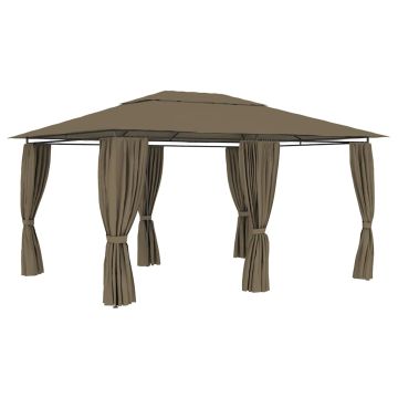 vidaXL Sodo palapinė su užuolaidomis, taupe spalvos, 4x3m, 180g/m²