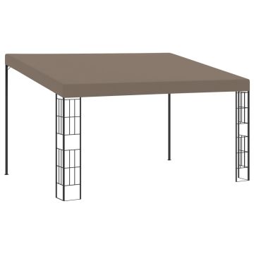 vidaXL Prie sienos montuojama pavėsinė, taupe spalvos, 4x3m, audinys