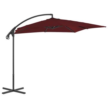 vidaXL Gembinis sodo skėtis su plieniniu stulpu, vyno, 250x250cm