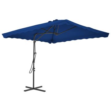 vidaXL Sodo skėtis su plieniniu stulpu, mėlynos spalvos, 250x250x230cm