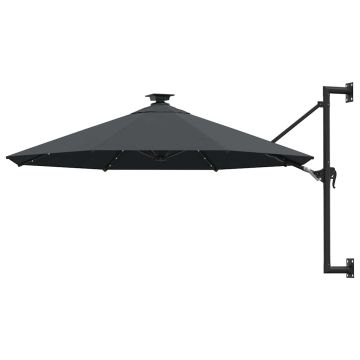 vidaXL Prie sienos montuojamas sodo skėtis su LED, antracito, 300cm