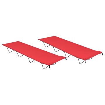 vidaXL Gultai, 2vnt., raudoni, 180x60x19cm, audinys ir plienas