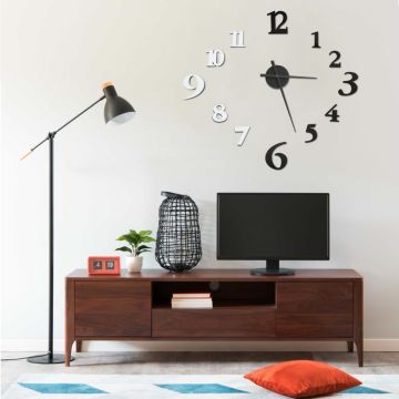 vidaXL Sieninis laikrodis, juodas/baltas, 100cm, modernus, 3D, XXL