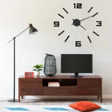 vidaXL Sieninis laikrodis, juodas, 100cm, modernaus dizaino, 3D, XXL
