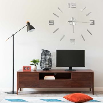 vidaXL Sieninis laikrodis, sidabrinis, 100cm, modernus, 3D, XXL