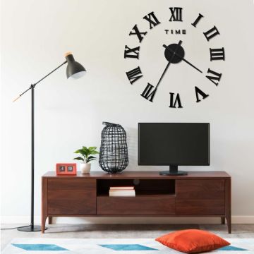 vidaXL Sieninis laikrodis, juodas, 100cm, modernaus dizaino, 3D, XXL