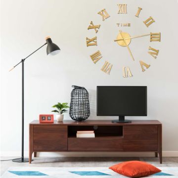 vidaXL Sieninis laikrodis, auksinis, 100cm, modernus, 3D, XXL