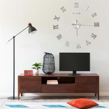 vidaXL Sieninis laikrodis, sidabrinis, 100cm, modernus, 3D, XXL
