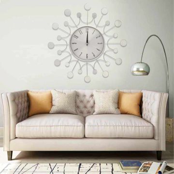 vidaXL Sieninis laikrodis, sidabrinės spalvos, 40cm, metalas