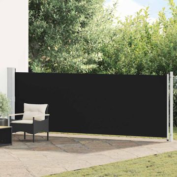 vidaXL Ištraukiama šoninė kiemo pertvara, juodos spalvos, 140x600cm