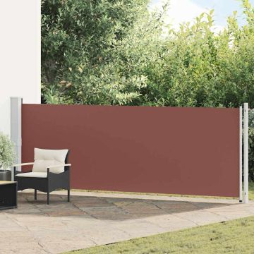 vidaXL Ištraukiama šoninė kiemo pertvara, rudos spalvos, 140x600cm