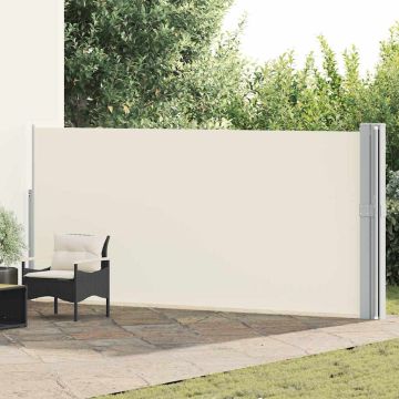 vidaXL Ištraukiama šoninė kiemo pertvara, kreminės spalvos, 170x1200cm