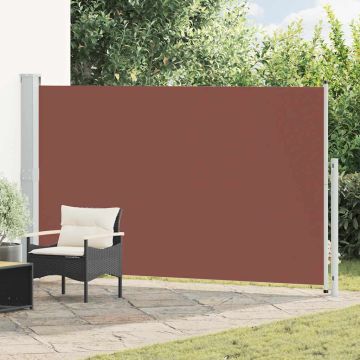 vidaXL Ištraukiama šoninė kiemo pertvara, rudos spalvos, 180x300cm