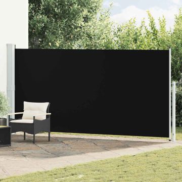 vidaXL Ištraukiama šoninė kiemo pertvara, juodos spalvos, 180x500cm