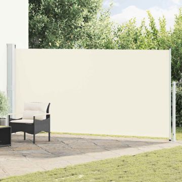 vidaXL Ištraukiama šoninė kiemo pertvara, kreminės spalvos, 180x500cm