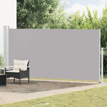 vidaXL Ištraukiama šoninė kiemo pertvara, pilkos spalvos, 180x500cm