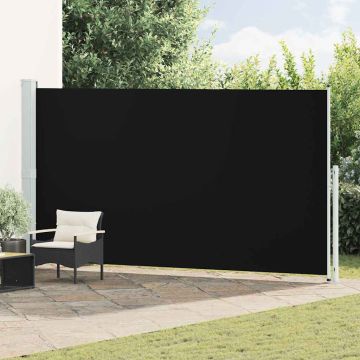 vidaXL Ištraukiama šoninė kiemo pertvara, juodos spalvos, 200x500cm