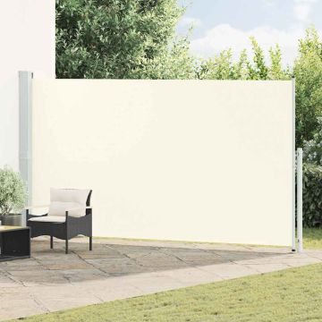 vidaXL Ištraukiama šoninė kiemo pertvara, kreminės spalvos, 200x500cm