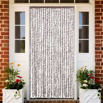 vidaXL Užuolaida nuo vabzdžių, taupe ir balta, 90x220cm, šenilis