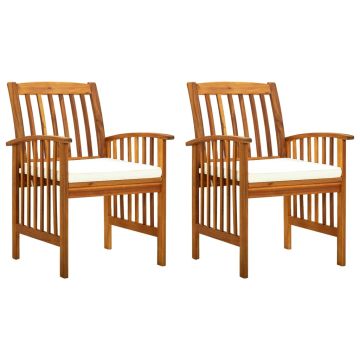 vidaXL Sodo valgomojo kėdės su pagalvėlėmis, 2vnt., akacijos masyvas