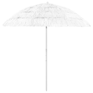 vidaXL Paplūdimio skėtis, baltos spalvos, 240cm, havajietiško dizaino