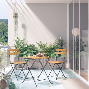 vidaXL Sulankstomas bistro baldų komplektas, 3d., akacijos masyvas