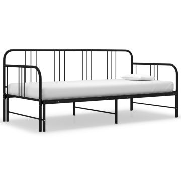 vidaXL Ištraukiamos sofos-lovos rėmas, juodas, 90x200cm, metalas