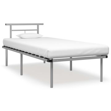 vidaXL Lovos rėmas, pilkos spalvos, 90x200cm, metalas
