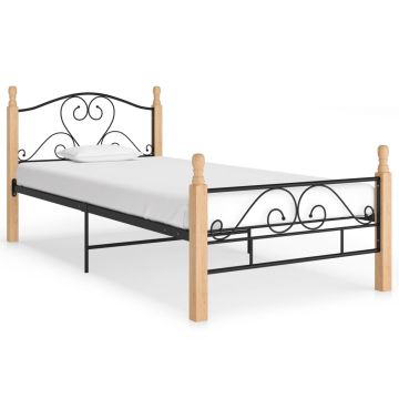 vidaXL Lovos rėmas, juodos spalvos, 90x200cm, metalas
