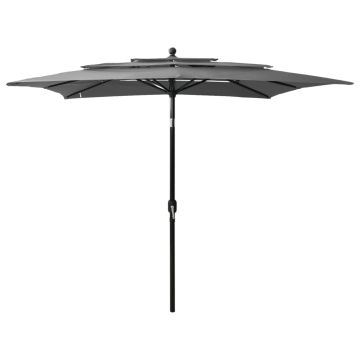 vidaXL Sodo skėtis su aliuminio stulpu, antracito, 2,5x2,5m, 3 aukščių