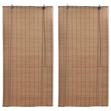 vidaXL Roletai, 2vnt., rudos spalvos, 150x220cm, bambukas
