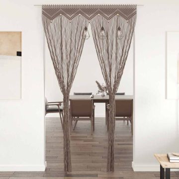 vidaXL Užuolaida, taupe spalvos, 140x240cm, medvilnė, makrame stilius