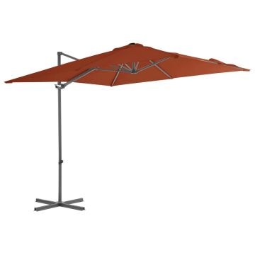 vidaXL Gembinis sodo skėtis su plieniniu stulpu, terakota, 250x250cm