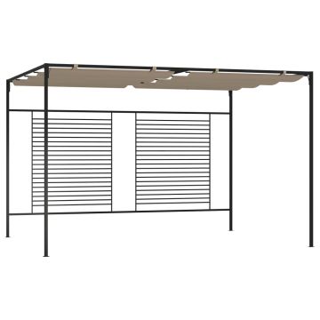 vidaXL Pavėsinė su įtraukiamu stogu, taupe spalvos, 3x4x2,3m, 180g/m²