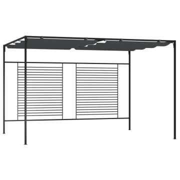 vidaXL Pavėsinė su įtraukiamu stogu, antracito, 4x3x2,3m, 180g/m²
