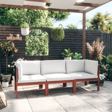 vidaXL Trivietė sodo sofa su pagalvėle, akacijos mediena ir virvė