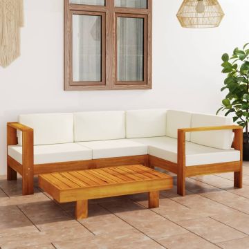 vidaXL 5 dalių sodo poilsio baldų komplektas su pagalvėlėmis, 100x60 cm, akacijos mediena