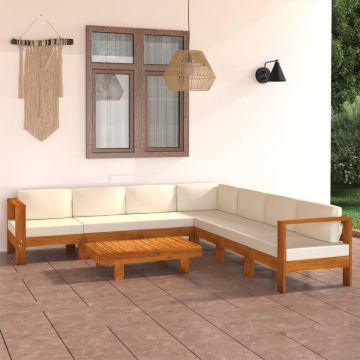 vidaXL 8 dalių sodo poilsio baldų komplektas su pagalvėlėmis, 100x60 cm, akacijos mediena