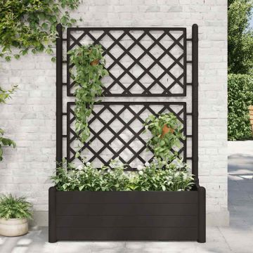 vidaXL Sodo lovelis su treliažu, antracito spalvos, 100x43x142cm, PP