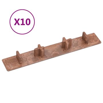 vidaXL Terasinių lentų dangteliai, 10vnt., rudos spalvos, plastikas