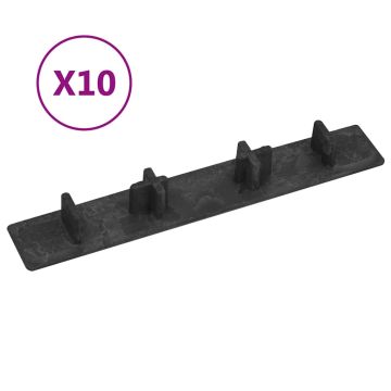 vidaXL Terasinių lentų dangteliai, 10vnt., juodos spalvos, plastikas