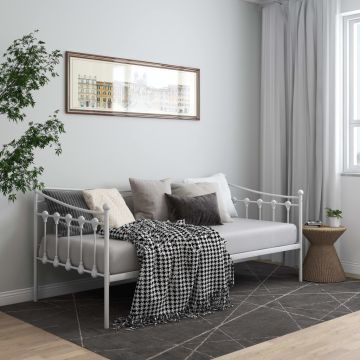 vidaXL Sofos-lovos rėmas, baltos spalvos, 90x200cm, metalas