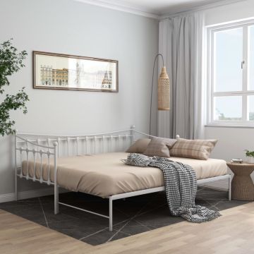 vidaXL Ištraukiamos sofos-lovos rėmas, baltas, 90x200cm, metalas