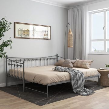 vidaXL Ištraukiamos sofos-lovos rėmas, pilkas, 90x200cm, metalas