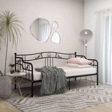 vidaXL Sofos-lovos rėmas, juodos spalvos, 90x200cm, metalas