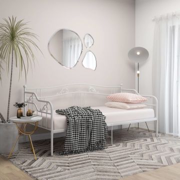 vidaXL Sofos-lovos rėmas, baltos spalvos, 90x200cm, metalas